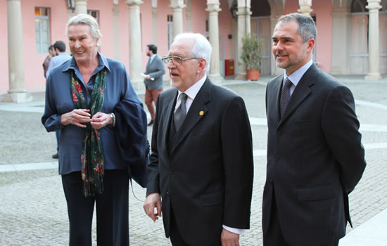 S.A.R. la Principessa Maria Gabriella, il Prof. Aldo Mola e il Presidente del Rotary Club avv. Gianmaria Dalmasso