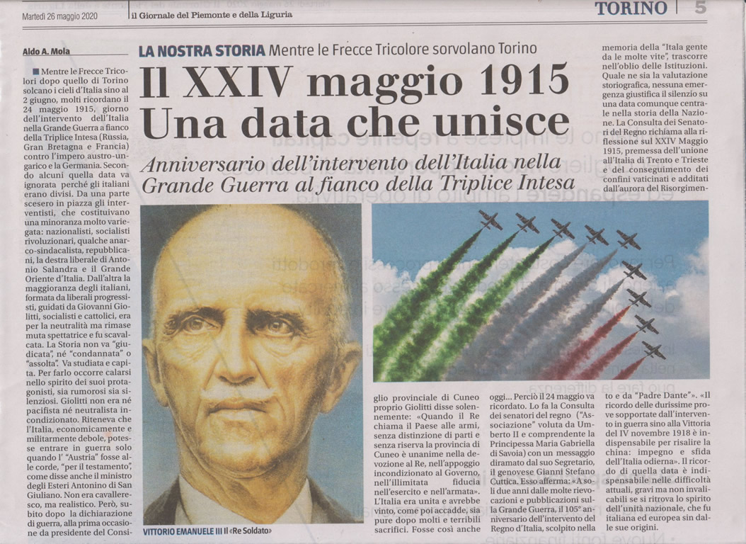 Da "Il Giornale del Piemonte e della Liguria" del 26.05.2020