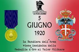 Il 5 giugno 1920 venne conferita la Medaglia d'Oro all'Arma dei Carabinieri, fedele nei secoli allo Stato. Era stata istituita nel 1814 da Vittorio Emanuele I di Savoia, Re di Sardegna. 