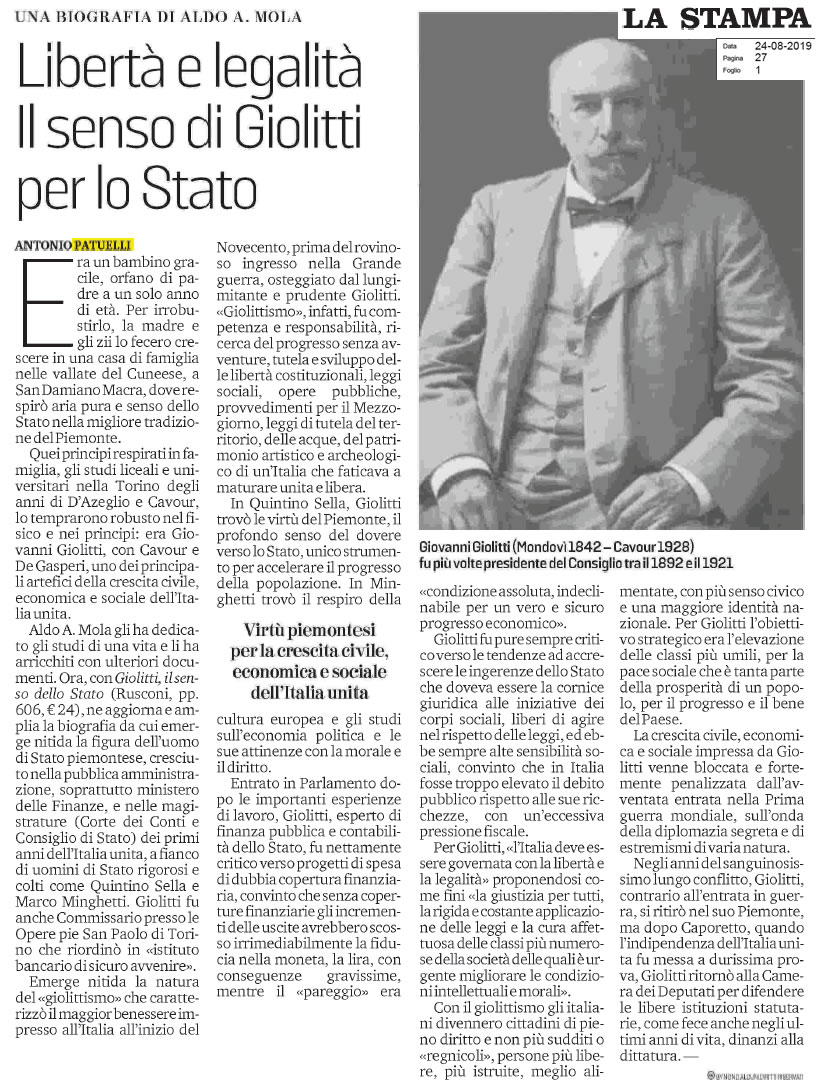 LA STAMPA, 24 AGOSTO 2019