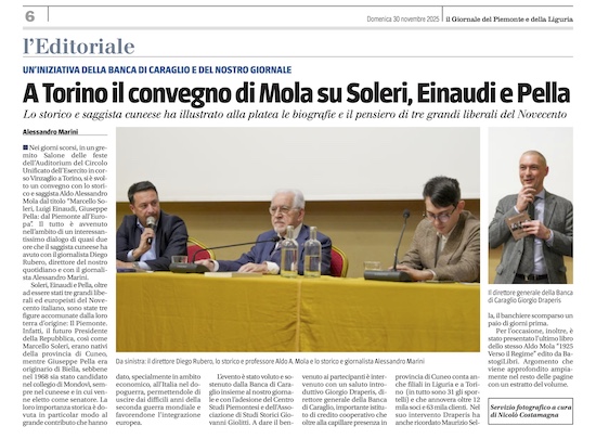 A Torino Convegno di Mola su
                      Soleri, Einaudi e Pella