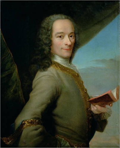 Voltaire, ritratto da Maurice Quentin de la Tour (1747-1740 circa). Capofila dell'Illuminismo europeo, venne iniziato massone pochi mesi prima della morte nella loggia parigina intitolata alle “Le Nove Sorelle” (cioè le Nove Muse). Cingendo ai fianchi il grembiulino già appartenuto all'abate di Saint-Firmin, a sua volta massone.