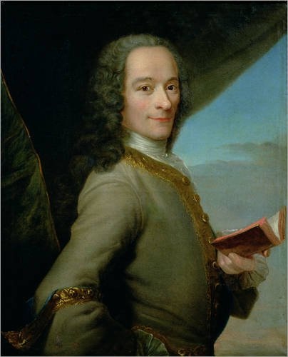 Voltaire, ritratto da Maurice Quentin de la Tour (1747-1740 circa). Capofila dell'Illuminismo europeo, venne iniziato massone pochi mesi prima della morte nella loggia parigina intitolata alle Le Nove Sorelle (cio le Nove Muse). Cingendo ai fianchi il grembiulino gi appartenuto all'abate di Saint-Firmin, a sua volta massone.