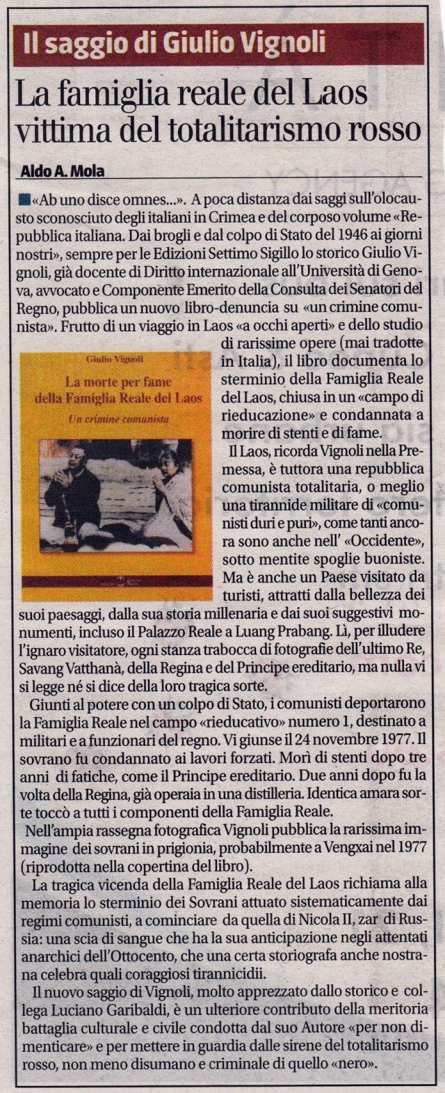 Giulio Vignoli - La Famiglia Reale del Laos da IL GIORNALE del 17.11.2020